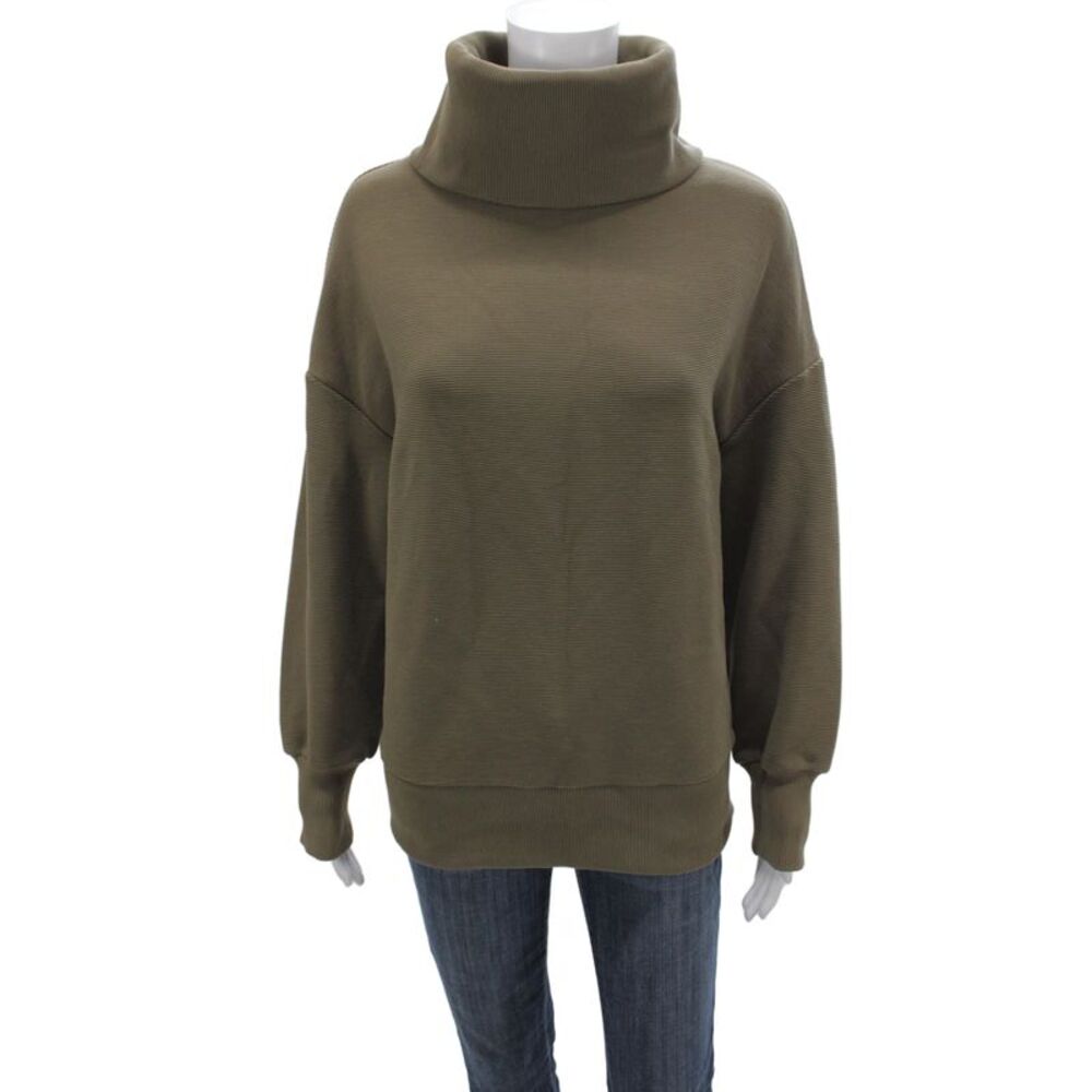 Varley Womens Pullover Sweater Green Cowl Neck Long Sleeve Athleisure Size S